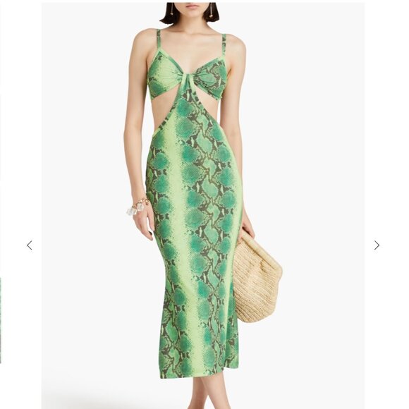 cult gaia Dresses & Skirts - CULT GAIA Kumi cutout snake-print stretch-mesh midi dress NWT